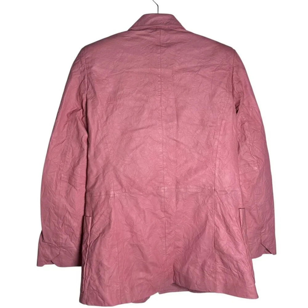 NEW Zadig & Voltaire Visko Cuir Leater Jacket Pink Size Small Size 36 Blazer NWT - Picture 3 of 10